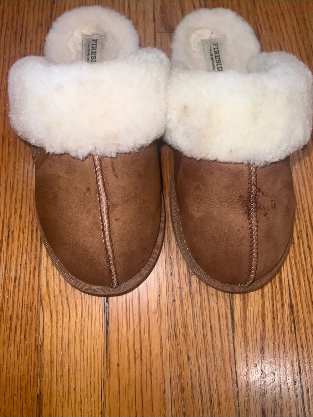 Fireside by Dearfoams Women’s Brown winter  Suede Shearling Slippers Size 8